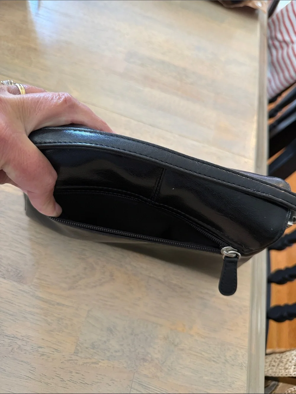 Liz Claiborne Black Leather Wristlet Clutch